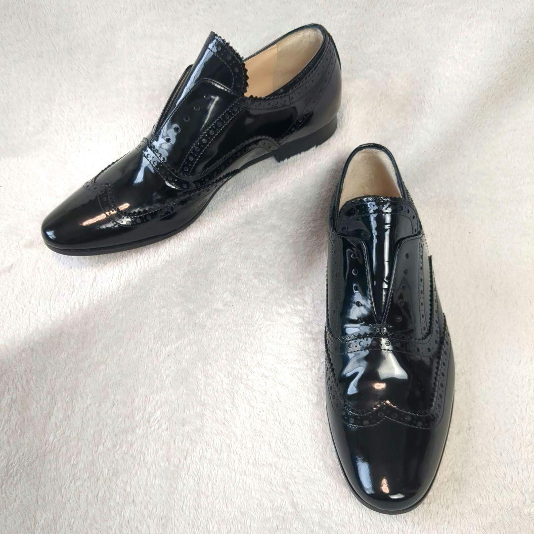 【再入荷！】 スリッポン ペリーコ PELLICO ウィングチップ ブラック エナメル 靴