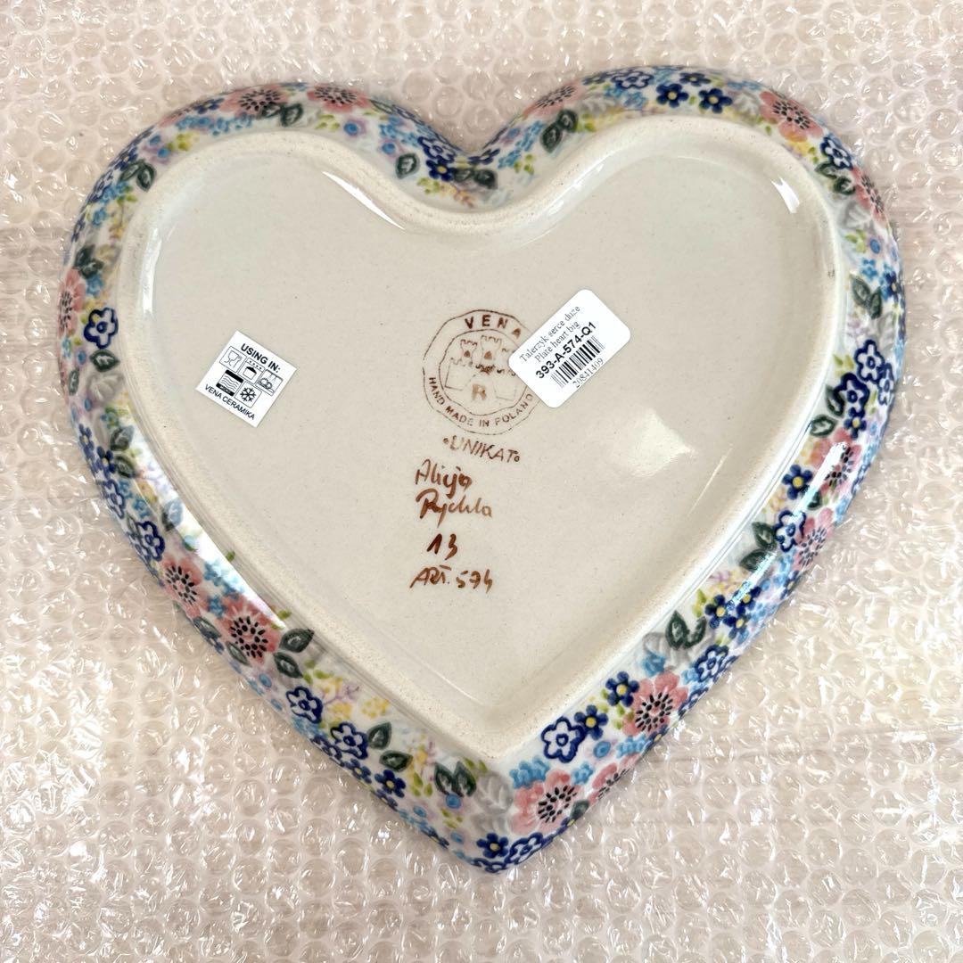 新品☆ポーリッシュポタリー VENA うさぎ柄ハートプレート