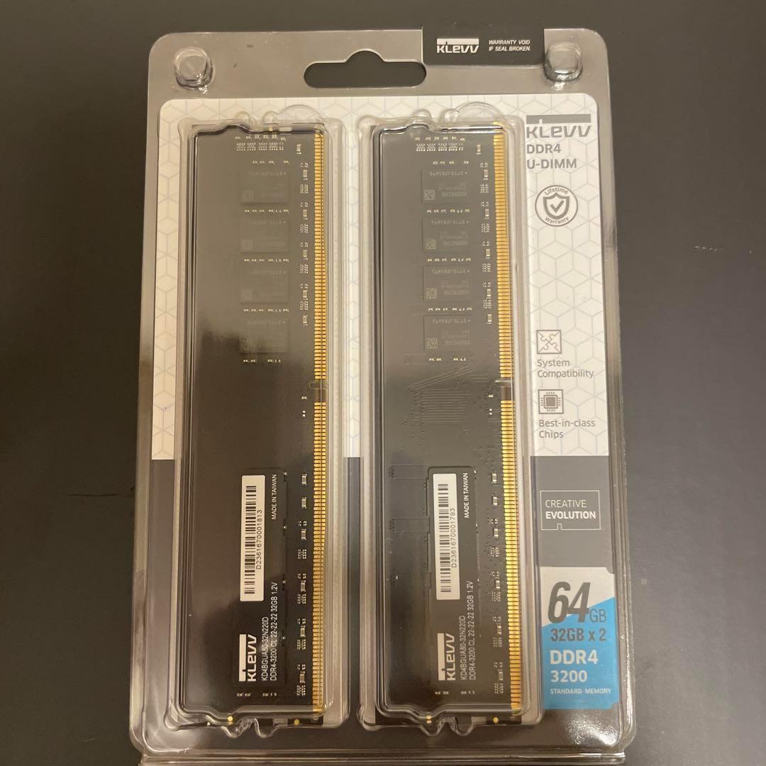 メモリー KLEVV DDR4 64GB (32GB x 2) 3200MHz