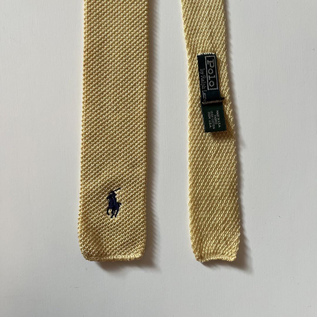 【80s Polo Ralph Lauren】スクエアタイ　ナロー　usa製