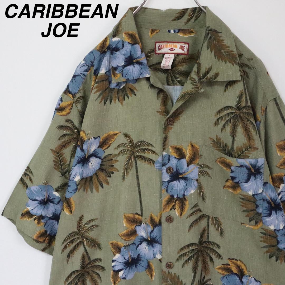【ボタニカル柄】カリビアンジョー 総柄シャツ アロハシャツ 花柄 フラワー 緑系