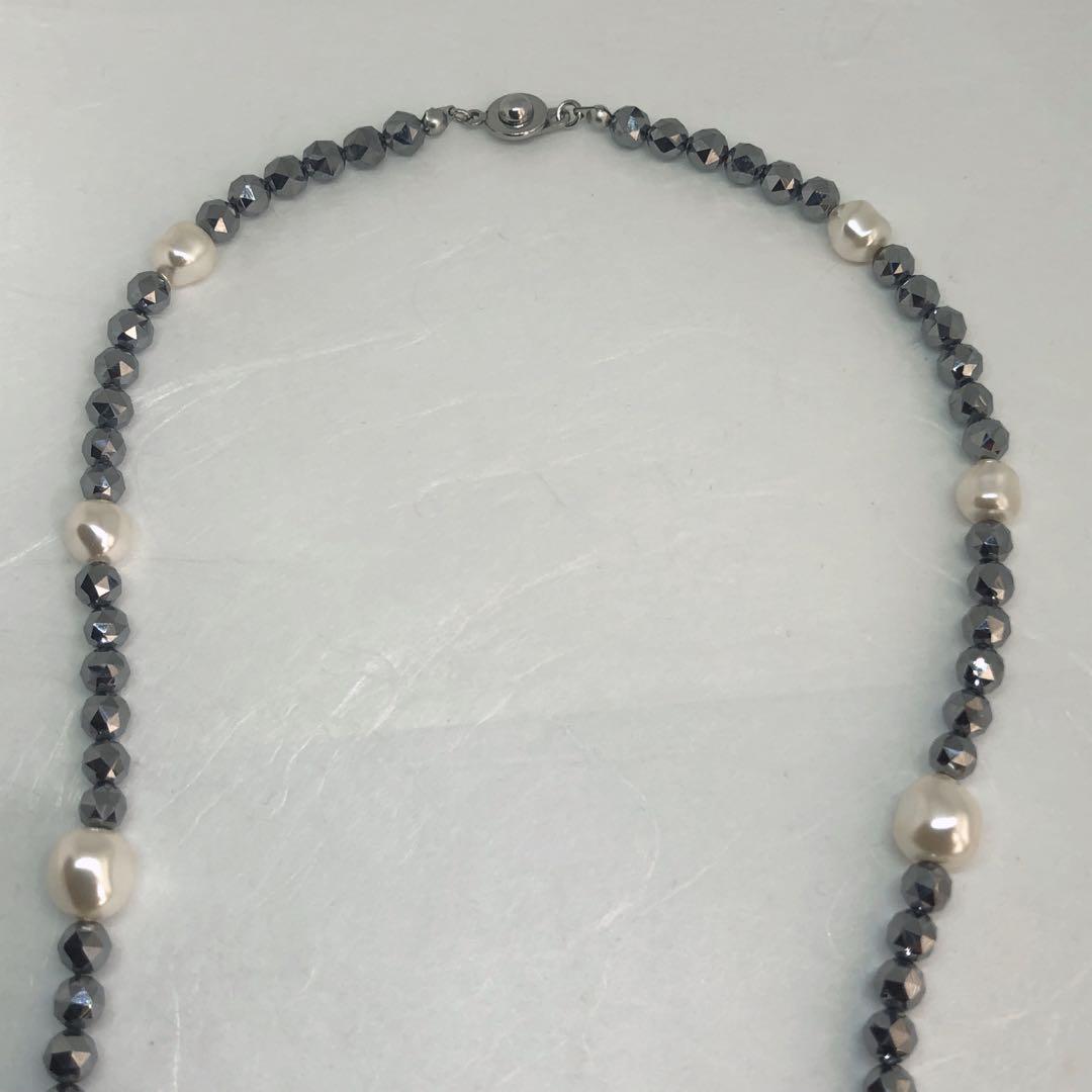 高純度テラヘルツカット6mm &淡水パール風8.10mmネックレス55cm