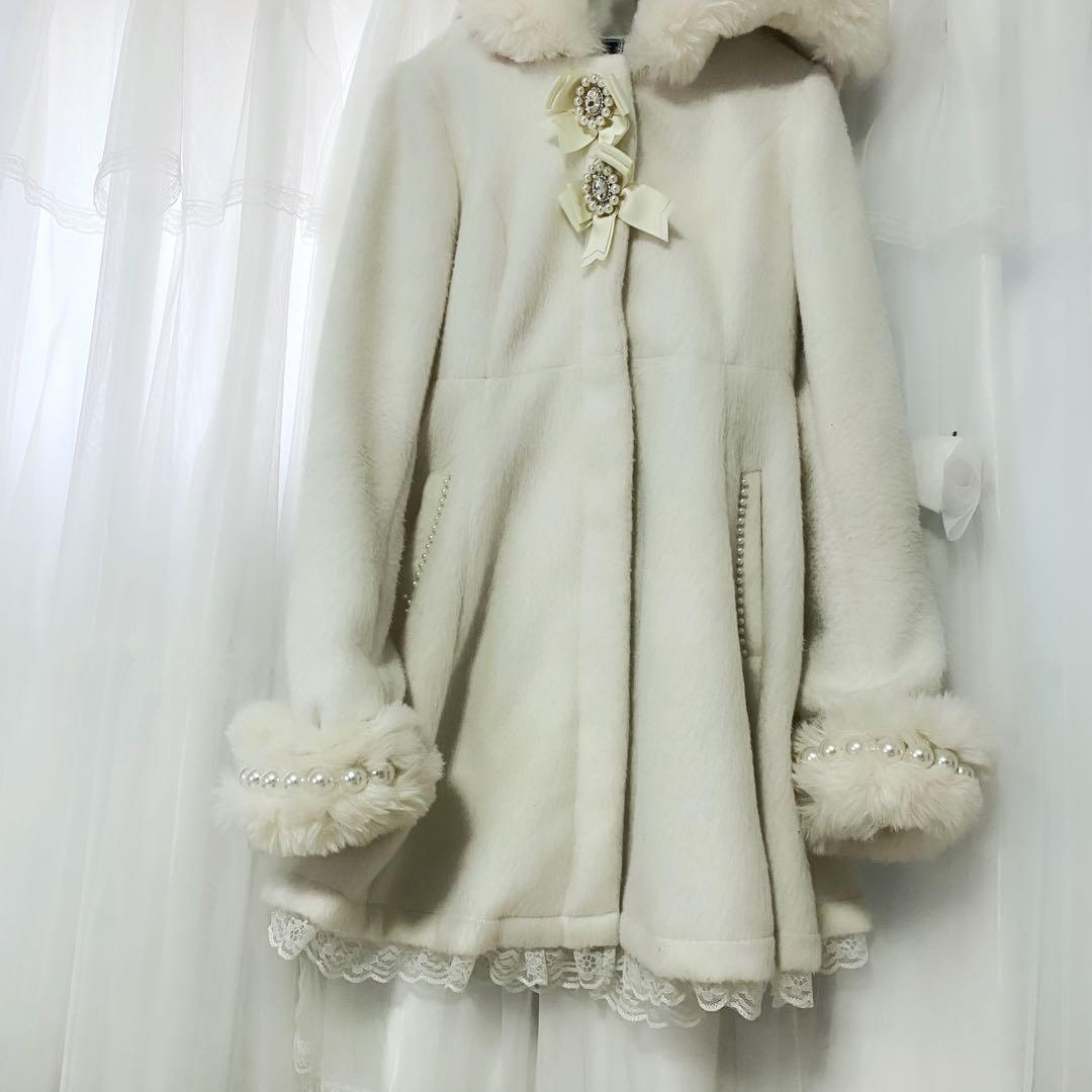 MARS マーズ ビジューリボンロングコート ホワイト ♡MA*RS ビジュー