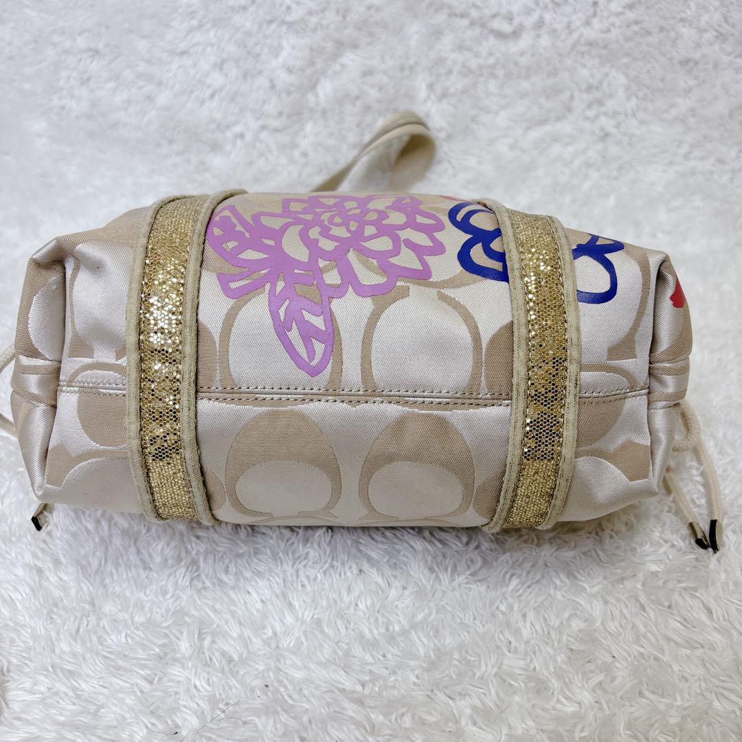 美品　コーチ　ショルダーバッグ　2way ポピー　デイジー　スパンコール　A4 美品 コーチ ショルダーバッグ 2way ポピー デイジー