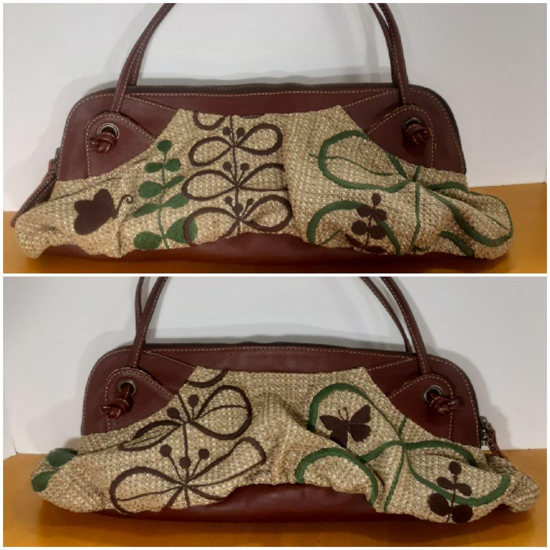 【希少手作り】本革&刺繍　pangan daran パンガンダラン　ハンドバッグ