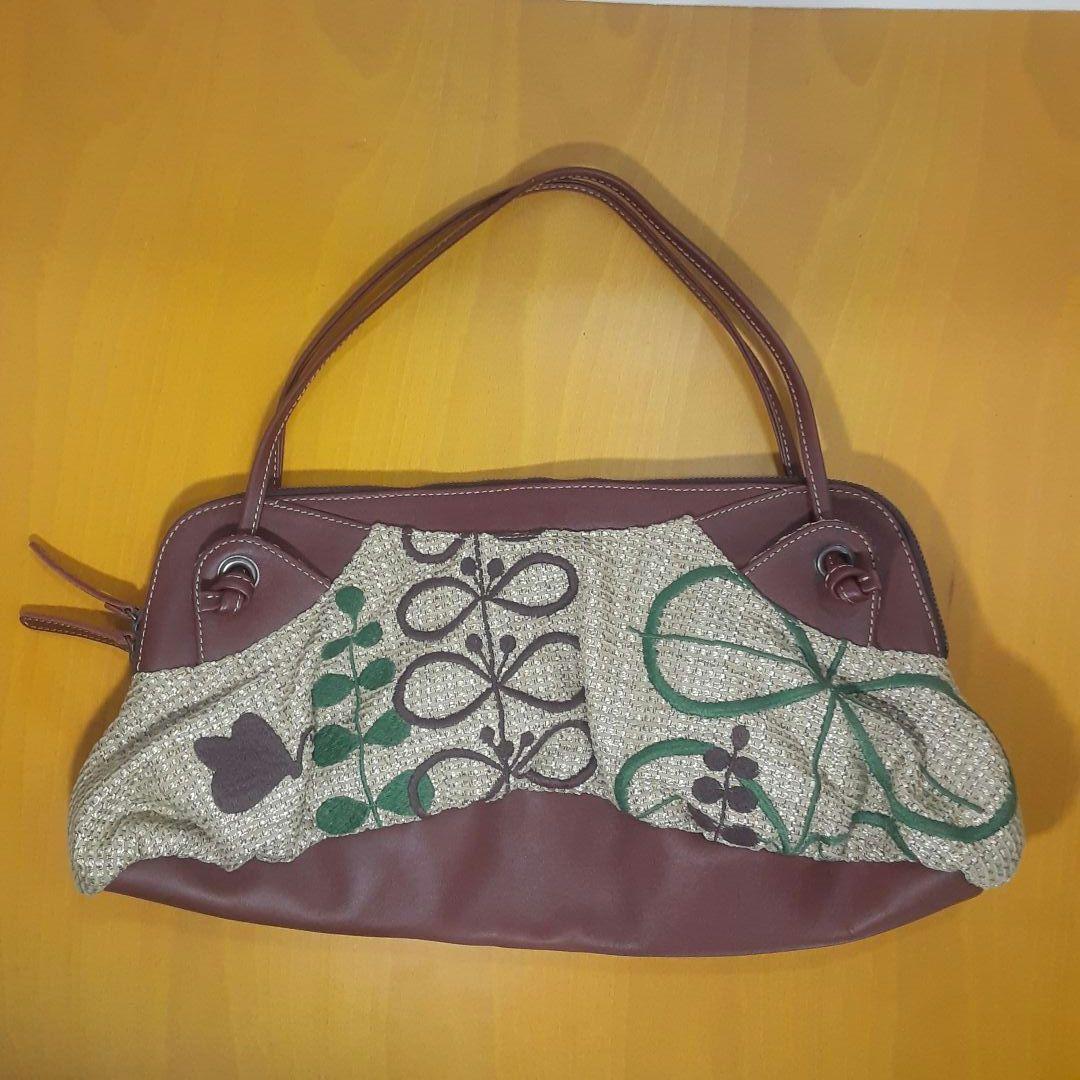 【希少手作り】本革&刺繍　pangan daran パンガンダラン　ハンドバッグ