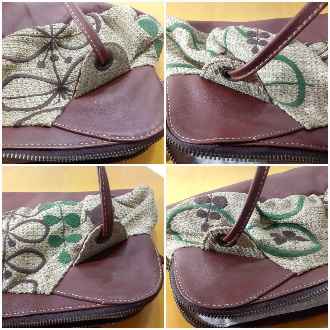 【希少手作り】本革&刺繍　pangan daran パンガンダラン　ハンドバッグ