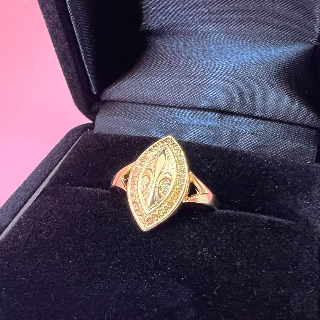 ミキモト K18 YG カレッジリング 百合の紋章 校章 12号 リング