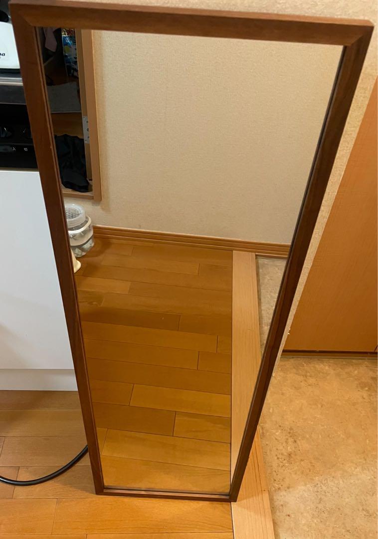 無印良品 壁に付けられる家具ミラー ウォールナット材 中