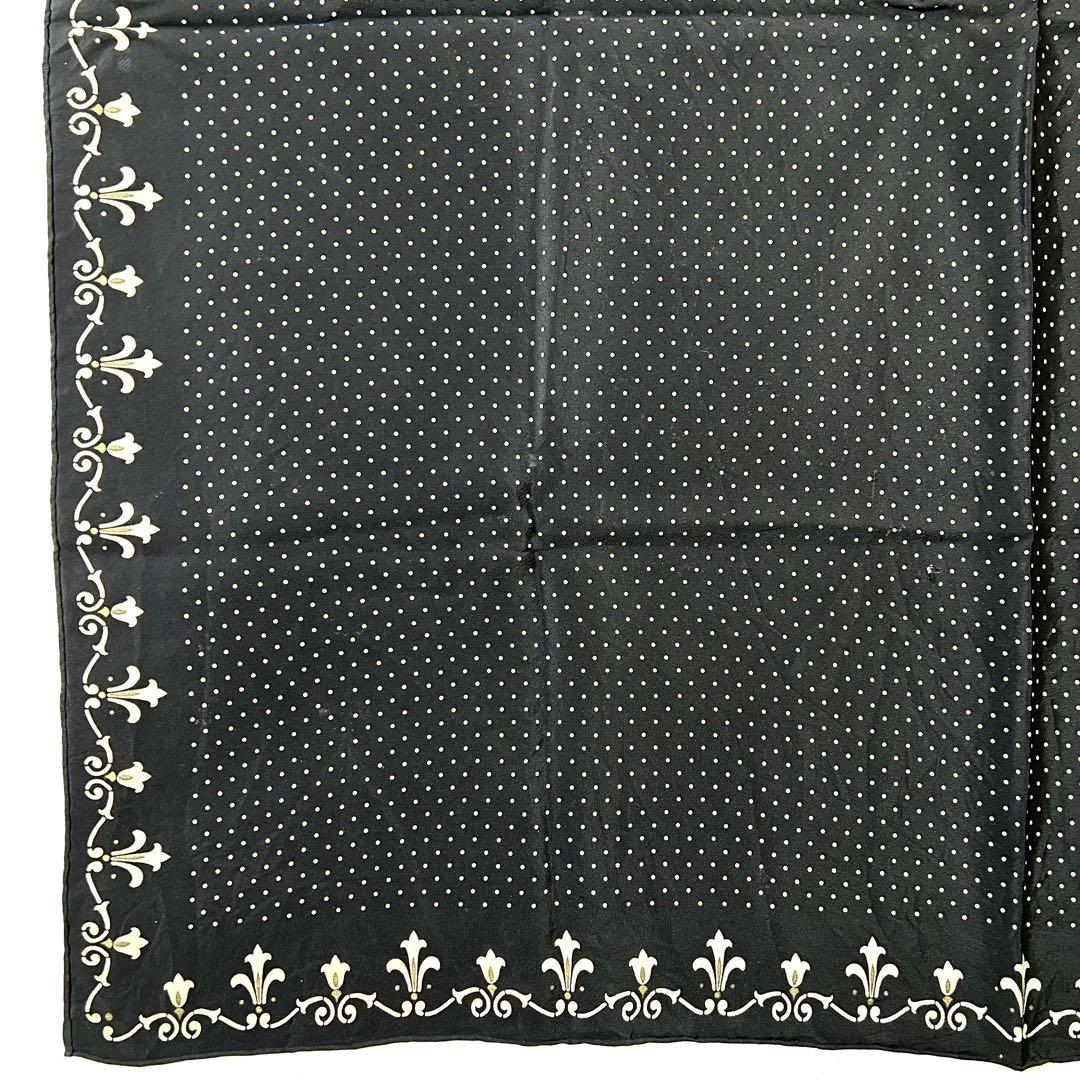 Dior シルク　76cm スカーフ　ブラック　ドット