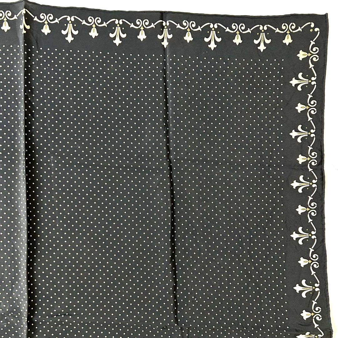 Dior シルク　76cm スカーフ　ブラック　ドット