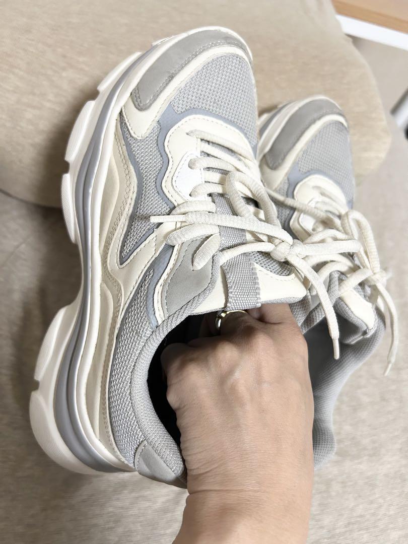 ZARA スニーカー 厚底 レースアップ 39 ホワイト 大きいサイズ