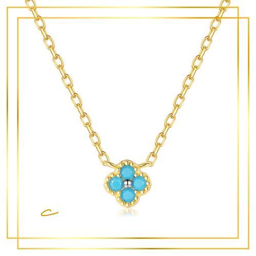 国産品 524c【ターコイズ】ネックレス フラワーモチーフ 花 トルコ石 アクセサリー