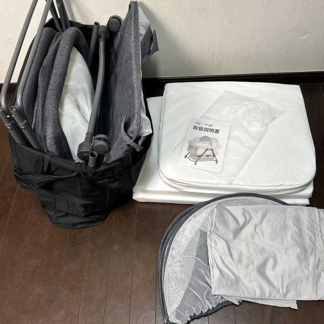 ほぼ未使用 [ZOOBLY]ベビーベッド グレー メッシュ付き Amazon.co.jp: ZOOBLY ベビーベッド ミニ 添い寝 折りたたみ