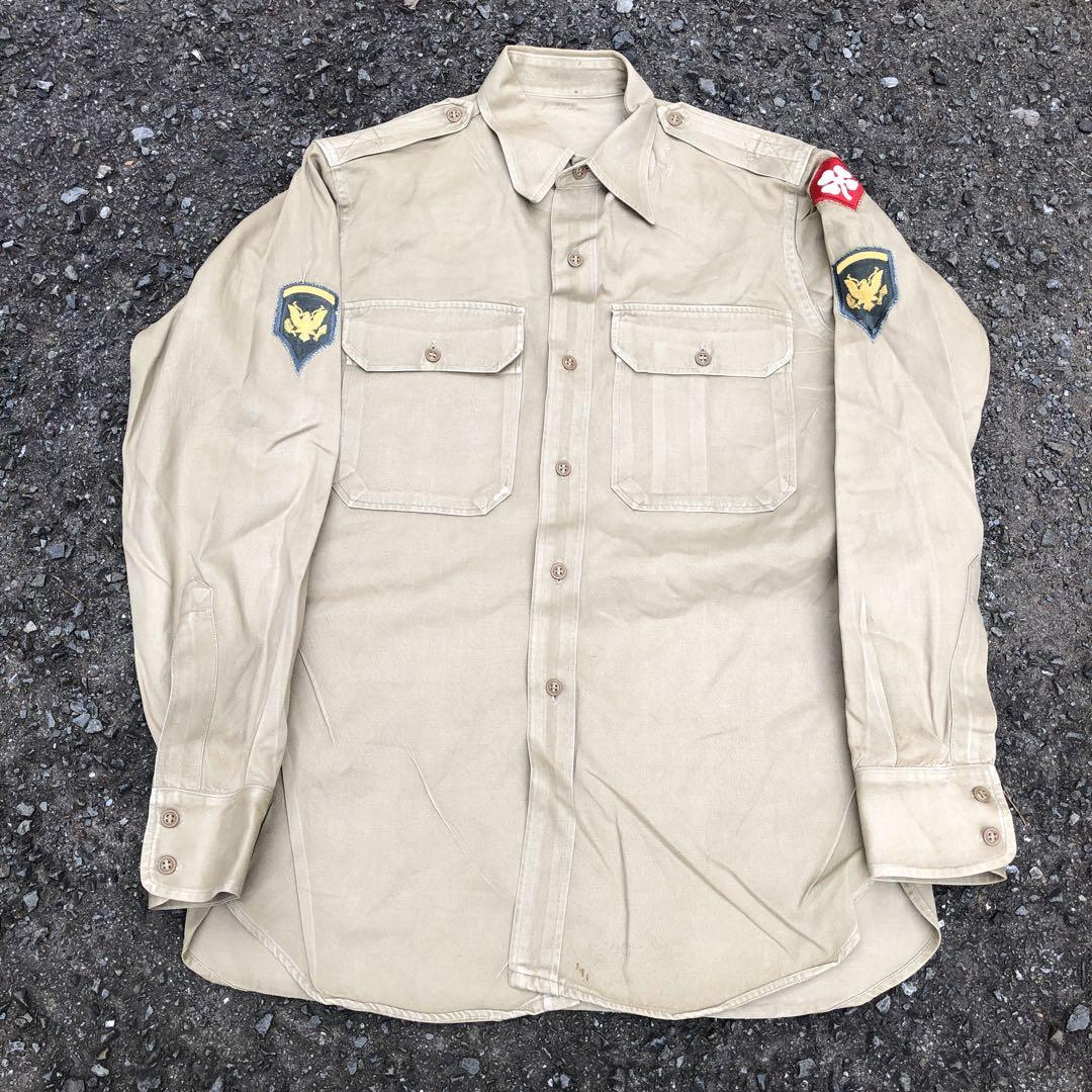 50s U.S.ARMY長袖ミリタリーチノ シャツ