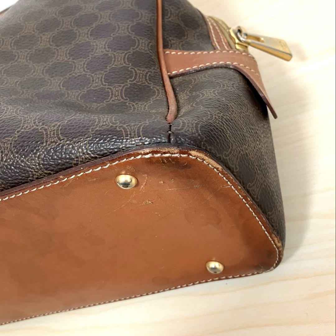 CELINE マカダム ラウンド型 ハンドバッグ ブラウン