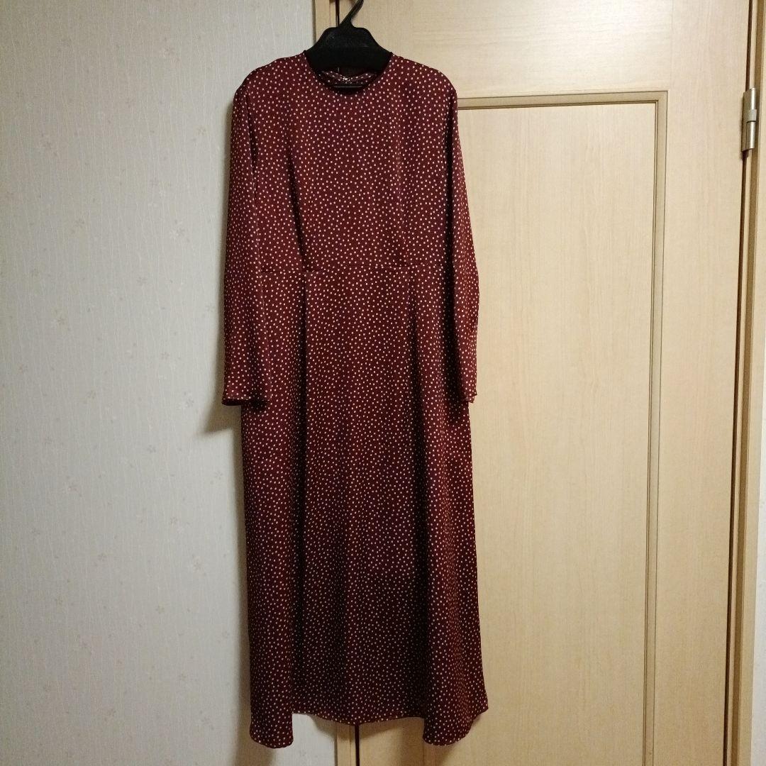 ドット柄 ロング ワンピース S XL 選べる サイズ展開 ドット柄ジャージーロングワンピース／日本製／洗える | HIROKO