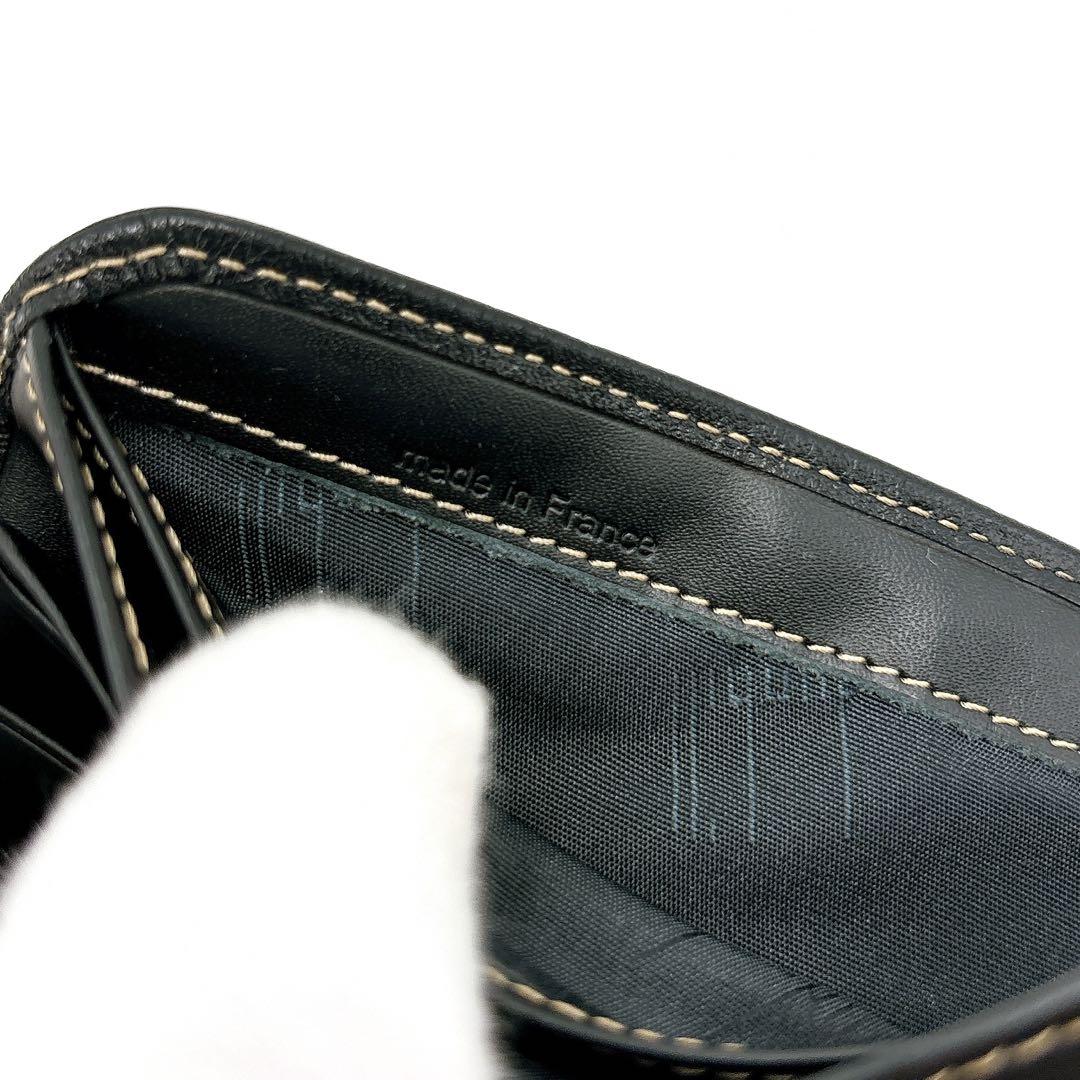 極美品 ＊ dunhill ダンヒル シボ革 二つ折り財布 ブラック 黒色