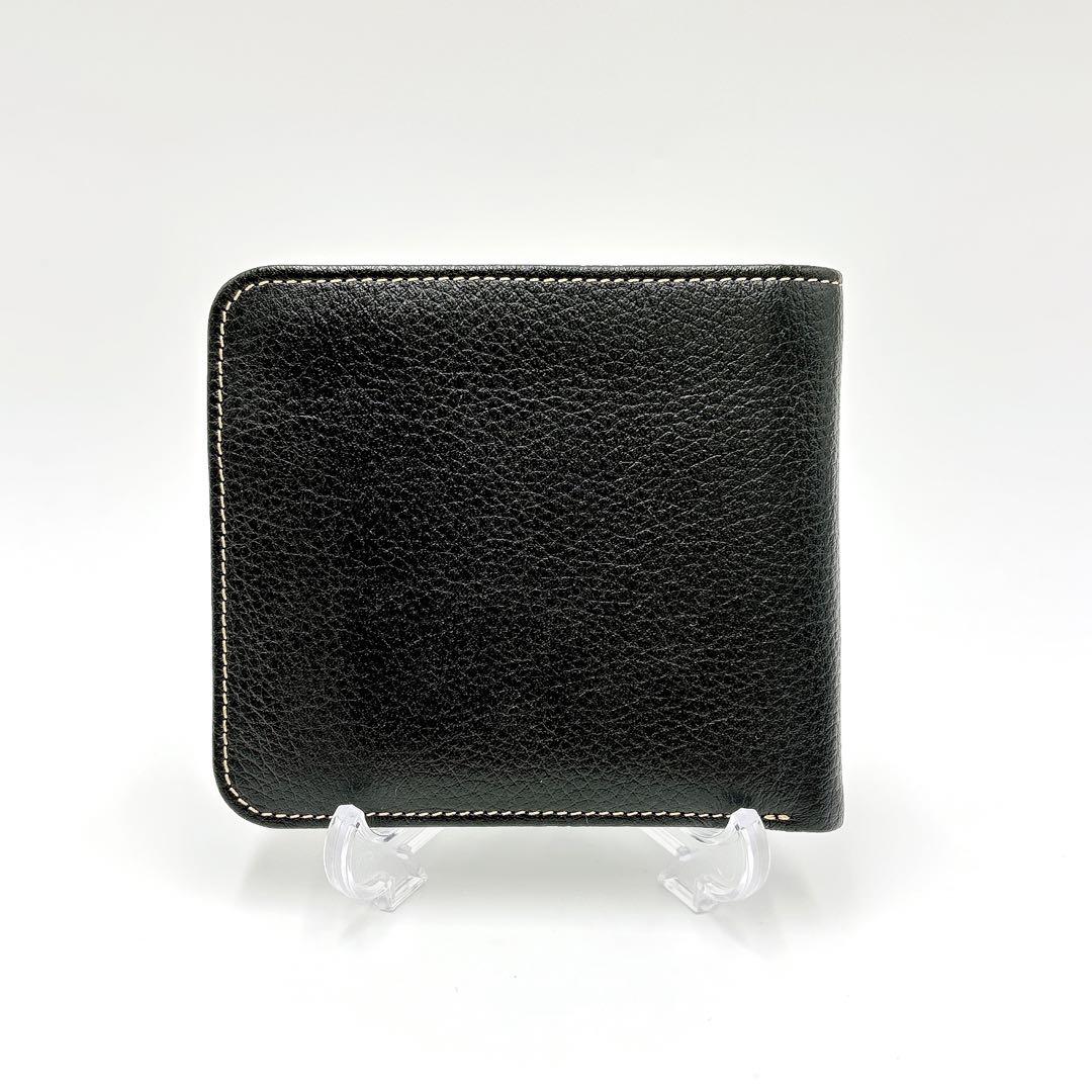極美品 ＊ dunhill ダンヒル シボ革 二つ折り財布 ブラック 黒色