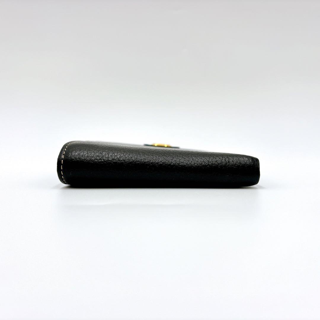 極美品 ＊ dunhill ダンヒル シボ革 二つ折り財布 ブラック 黒色