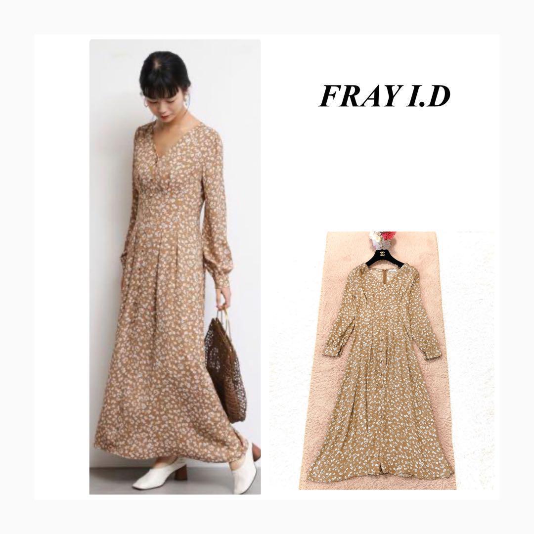FRAY I.D フラワープリント　ワンピース　長袖　ブラウン　0　花柄