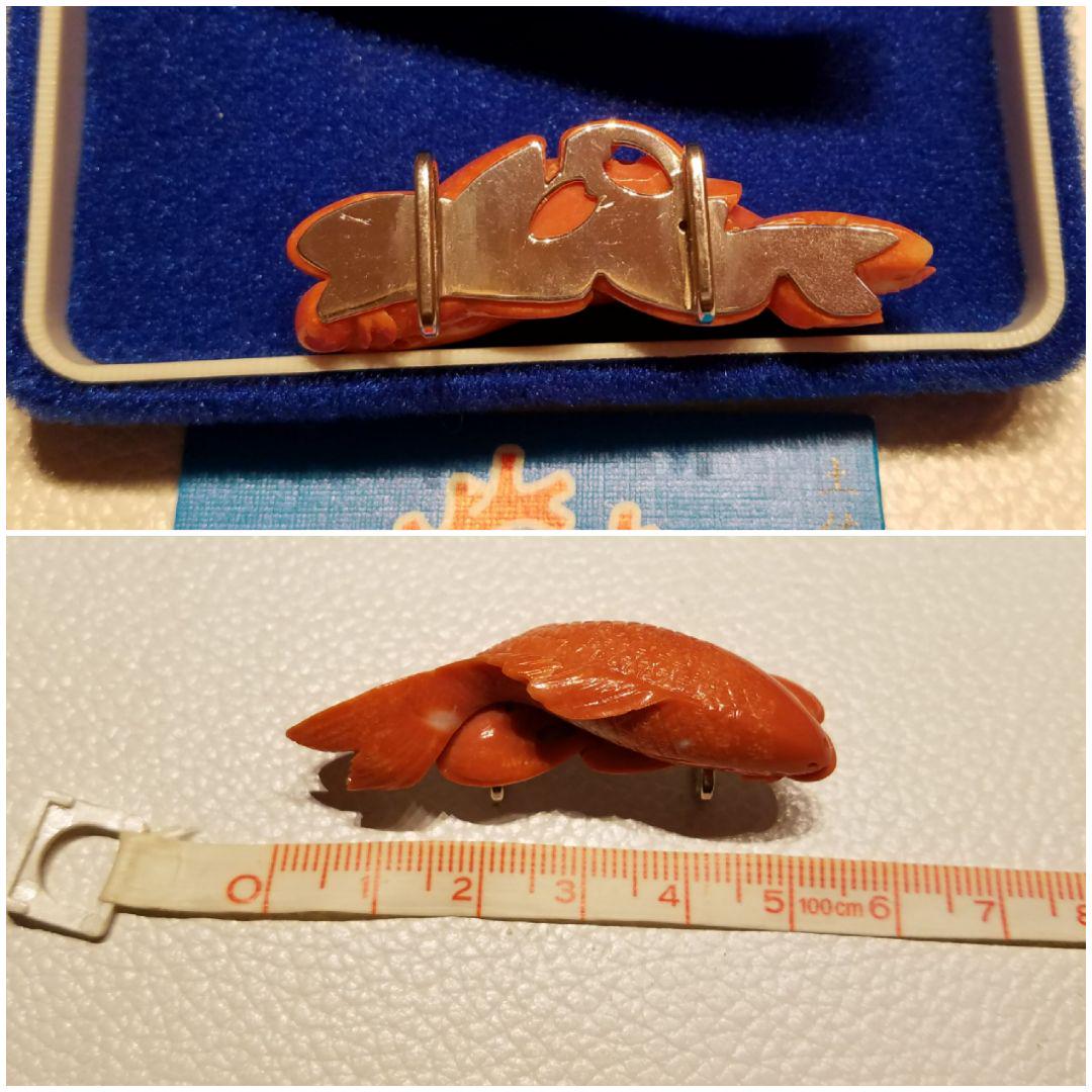 高知産朱赤珊瑚 大振 鯉魚彫刻の帯留 高知産朱赤珊瑚 大振 鯉魚彫刻の帯留