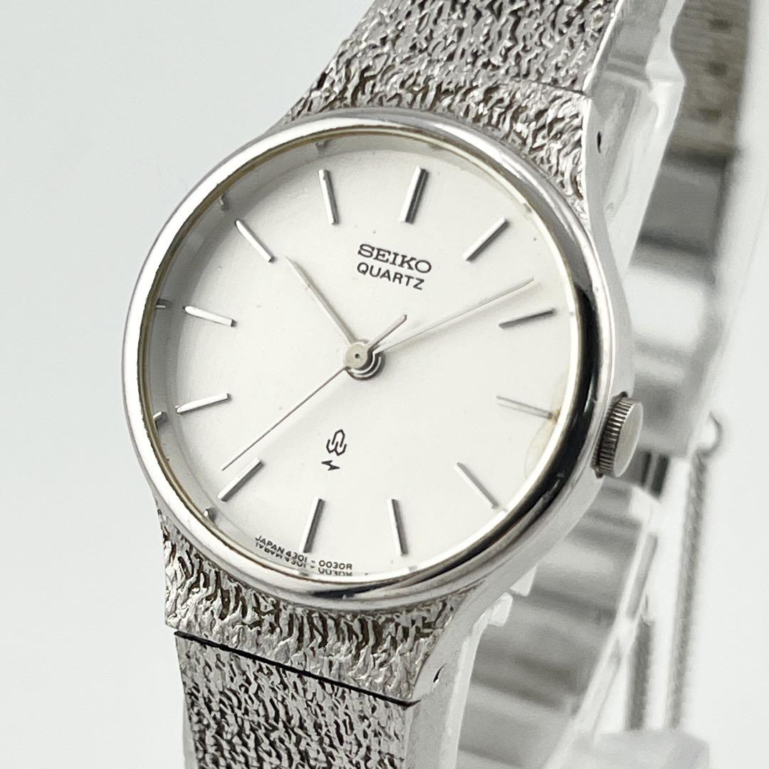 【稼働/良品】SEIKO クオーツ 4301-0010 シルバー レディース