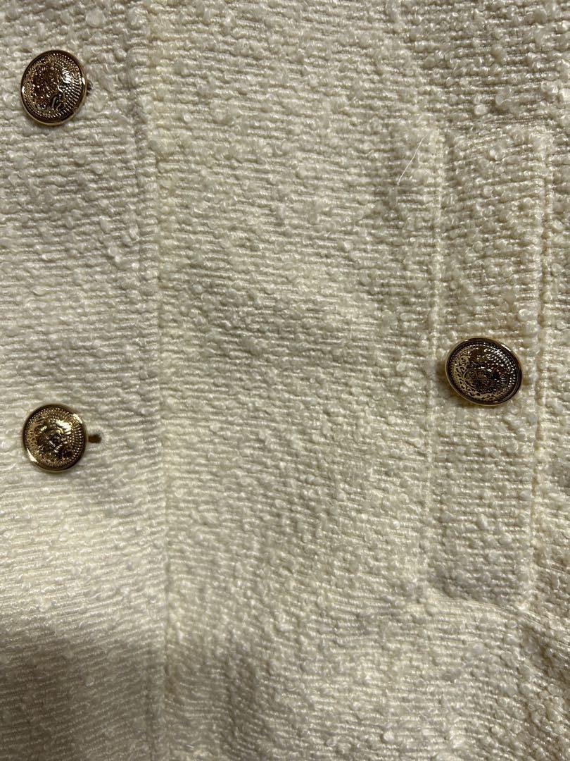 【未使用】ZARA ザラ　ノーカラージャケット　金ボタン　ツイード　ショート