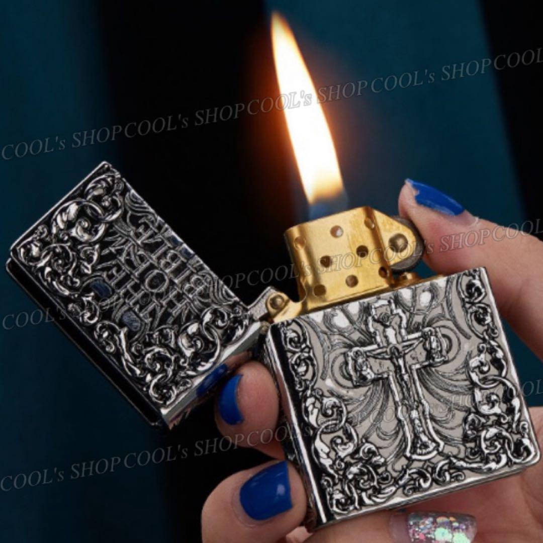 聖書 デザイン フルメタルジャケット オイルライター ZORRO 銀 zippo