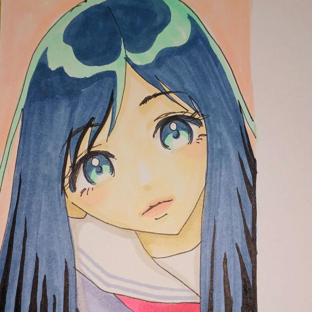 ひょっこり セーラー服 女の子 イラスト 手描きイラスト - メルカリ