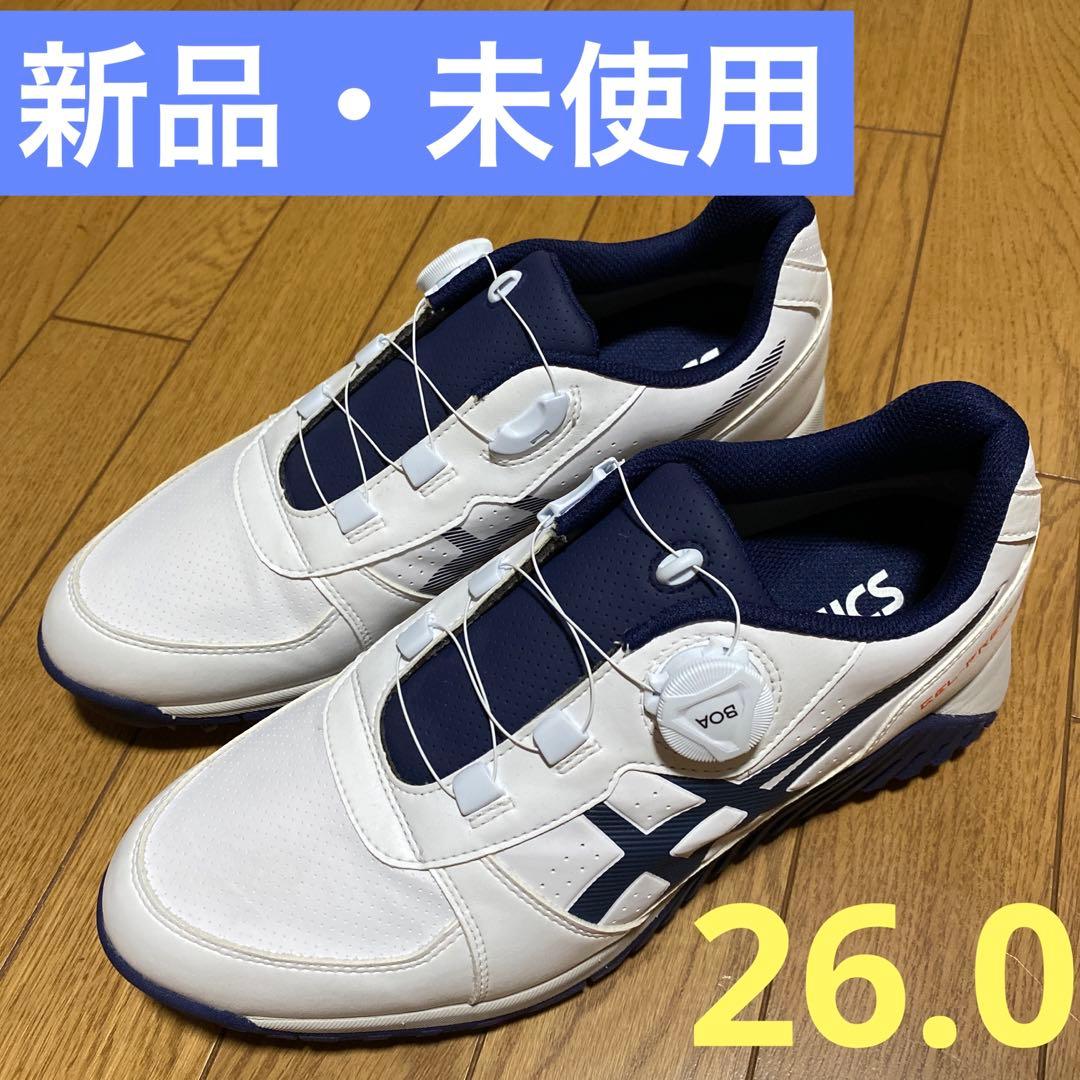 期間限定特価】 【新品】アシックス ゴルフシューズ 26.0㎝ 白×紺 ボア