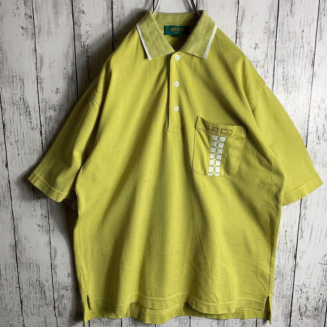 【ヴィンテージ】ケンゾーゴルフ 古着 90s メンズ ポロシャツ L ★刺繍ロゴ