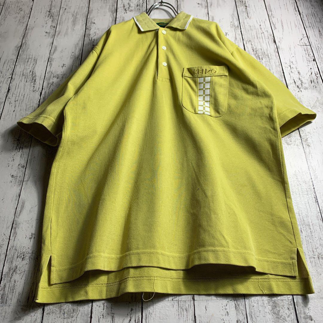 【ヴィンテージ】ケンゾーゴルフ 古着 90s メンズ ポロシャツ L ★刺繍ロゴ