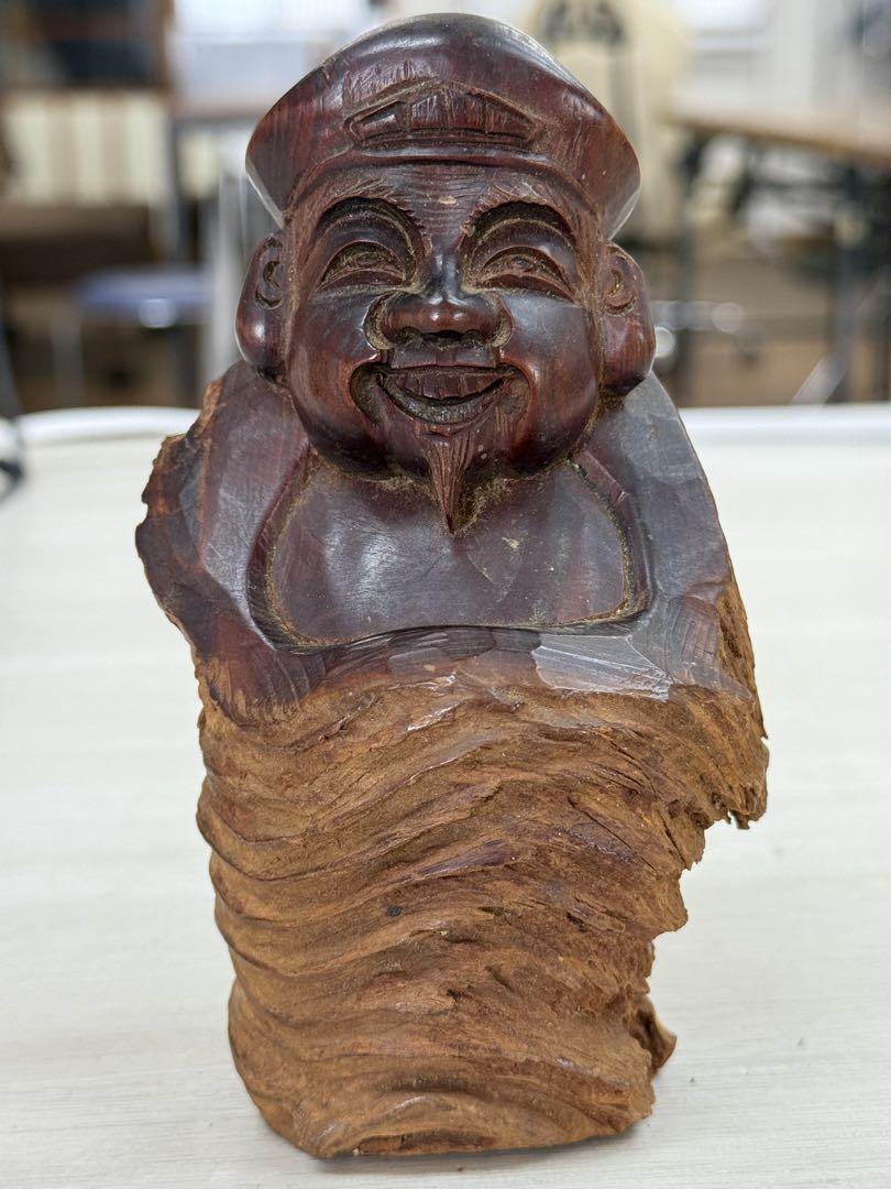 木製彫刻 天然木 手彫 大黒天 大黒様 開運 商売繁盛 縁起物 木彫 骨董