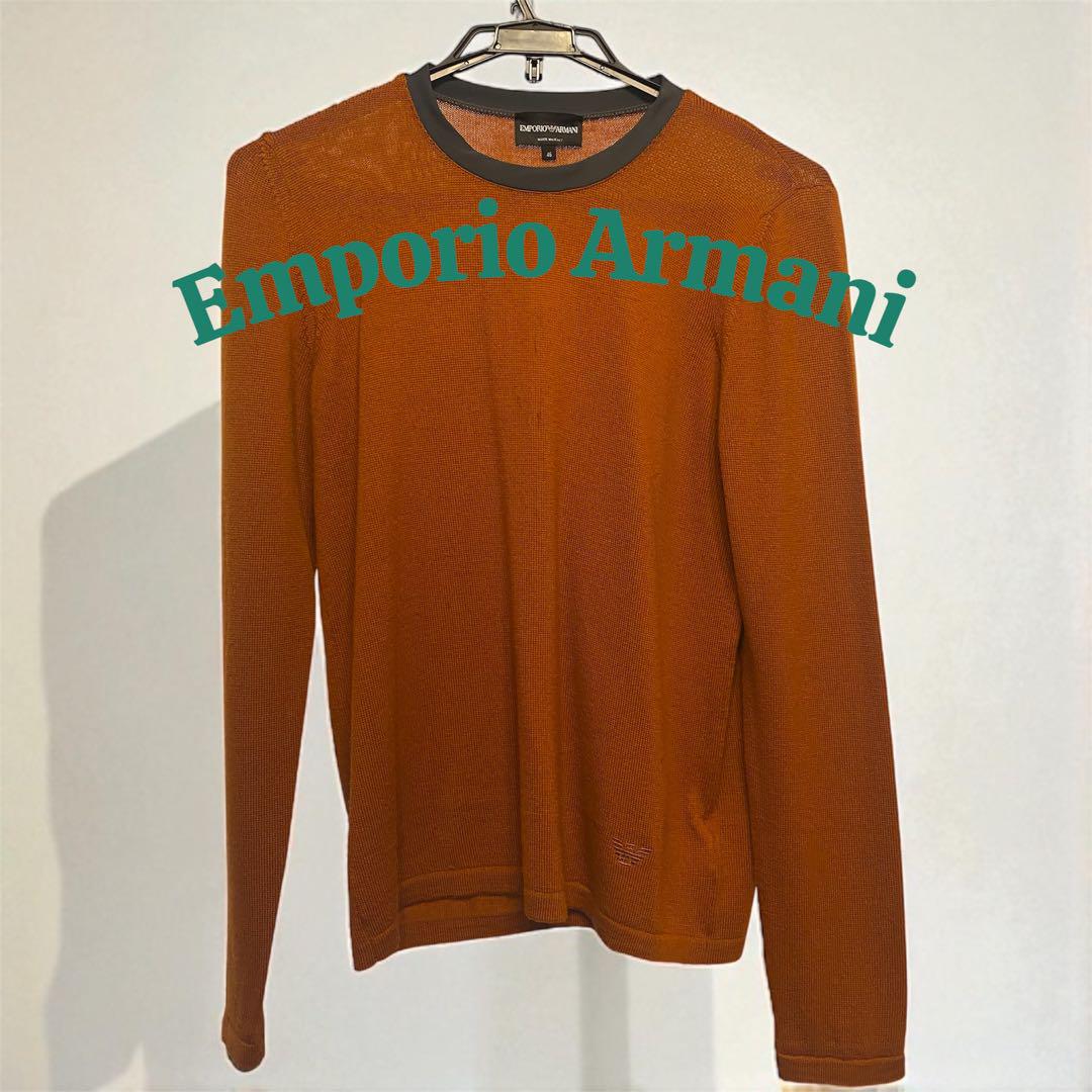 Emporio Armani オレンジ ニット 46 サマーニット　ロンT