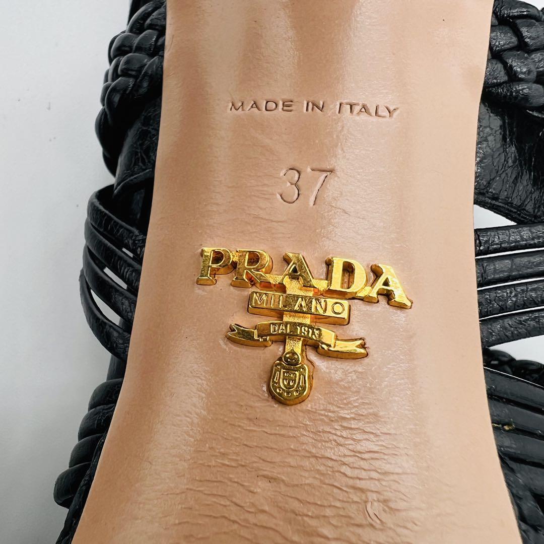 PRADA プラダ サンダル パンプス レディース 本革 黒 ブラックサイズ37
