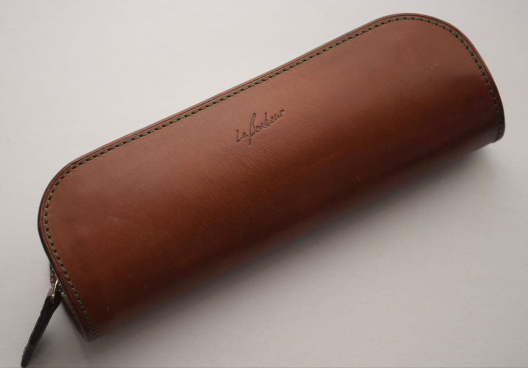 ルボナー デブペンケース ブッテーロ キャメル レザー 筆箱やや傷や汚れあり