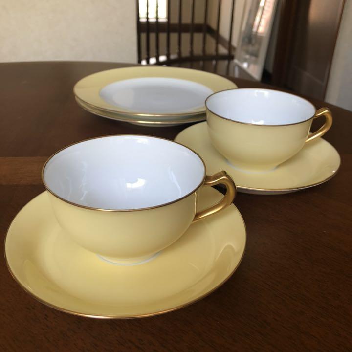 再入荷新作 美品 大倉陶園 色蒔きクリーム トリオ ペア She2o-m76463229152 得価正規店