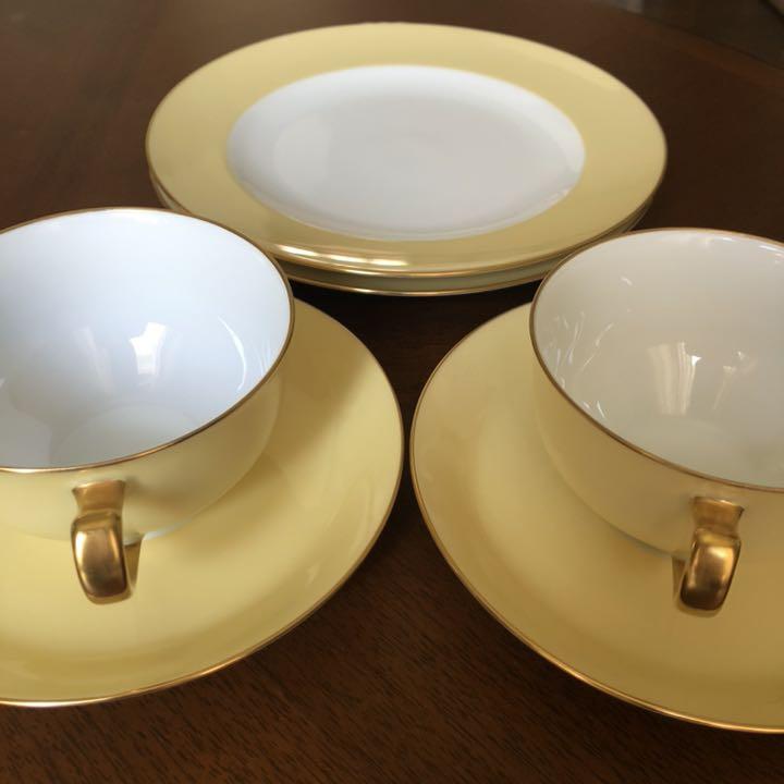 再入荷新作 美品 大倉陶園 色蒔きクリーム トリオ ペア She2o-m76463229152 得価正規店