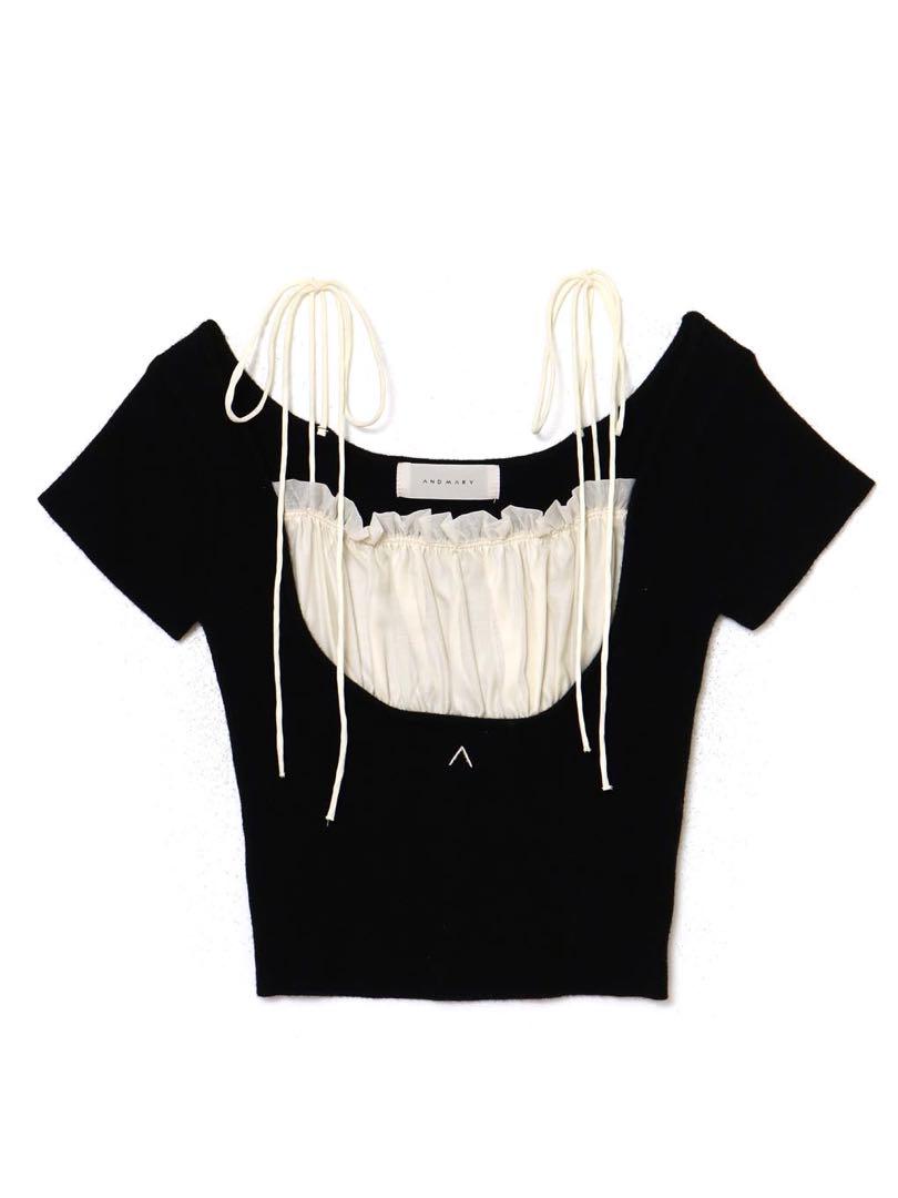 ANDMARY Mew frill tops ブラック トップス