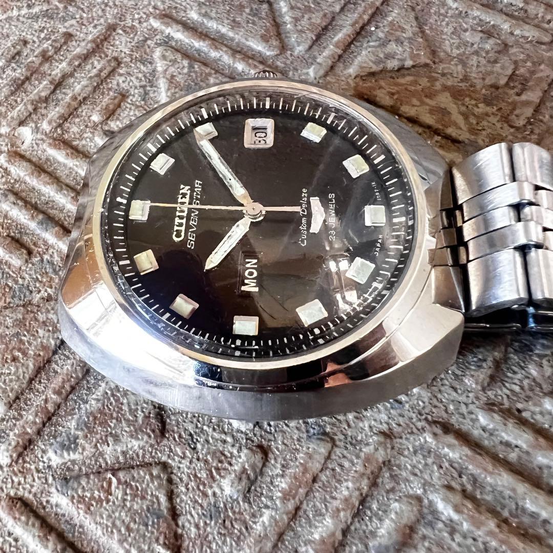 美品稼働1968年代物 希少ビンテージ時計ブラック DX custom7 美品稼働1968年代物 希少ビンテージ時計ブラック DX custom7