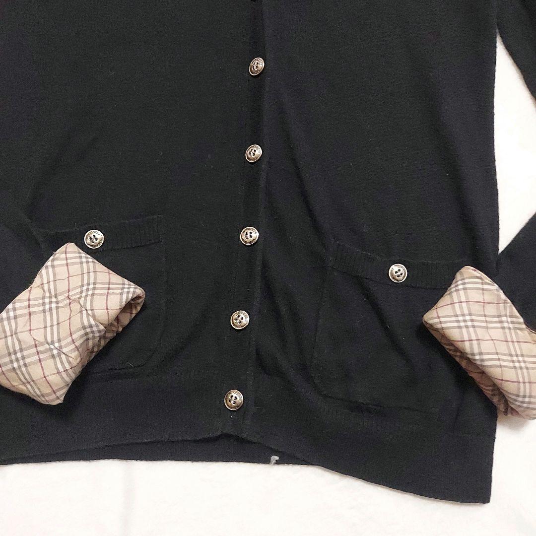 【美品】バーバリーブルーレーベル ノばチェック ジップアップカーディガン 38 良品☆バーバリーブルーレーベル ノバチェックカーディガン 38 M