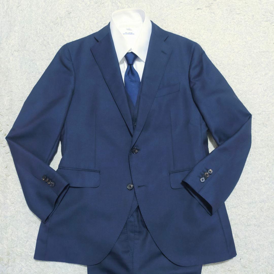 【紳士の装い】スーツカンパニー・スリーピーススーツ・ストレッチ・ネイビー・L