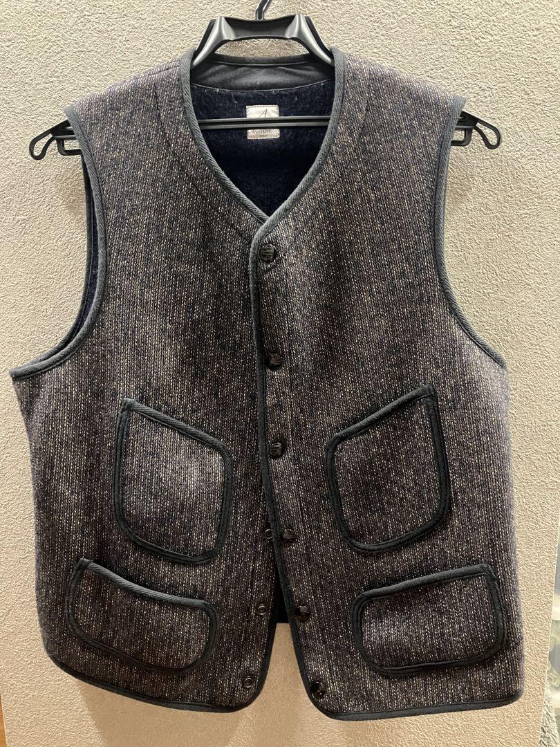 ANATOMICA ウールベスト 40／4ポケット／ブラウン×ネイビー系／美品