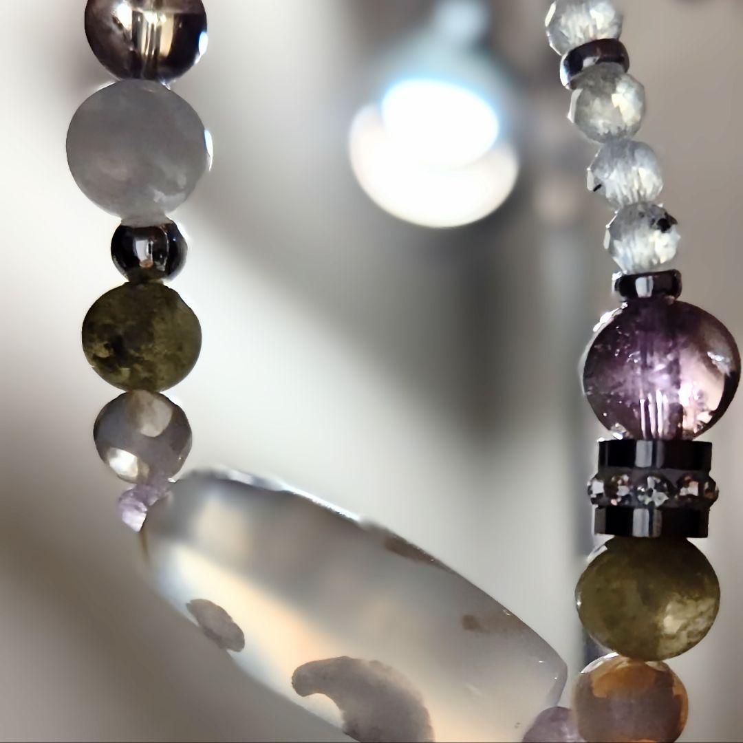 SOLD◆御守り華奢ブレス【如意天珠 亀甲天珠】白玉髄 高品質 プレナイト