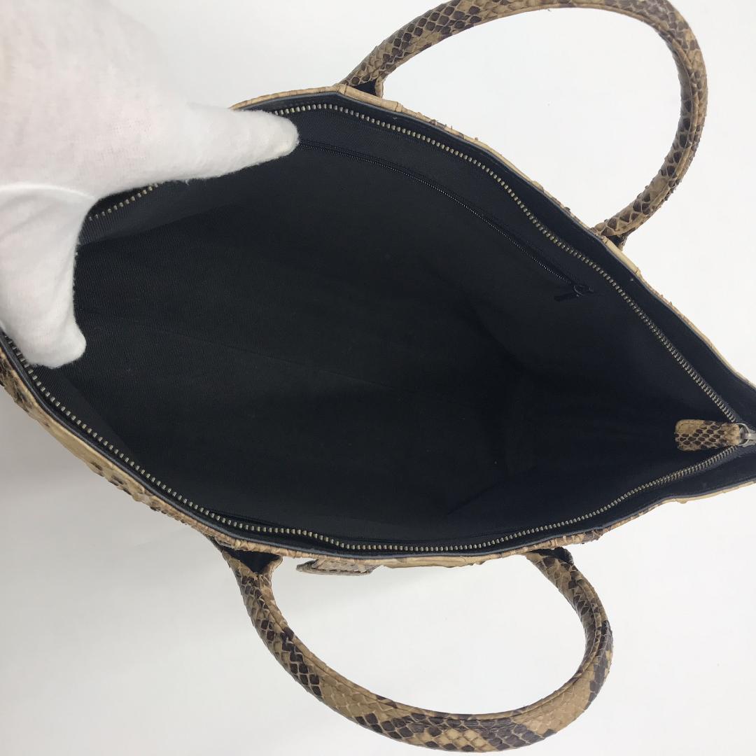 極美品】 ヘビ皮 パイソン スネーク ハンドバッグ 鱗模様