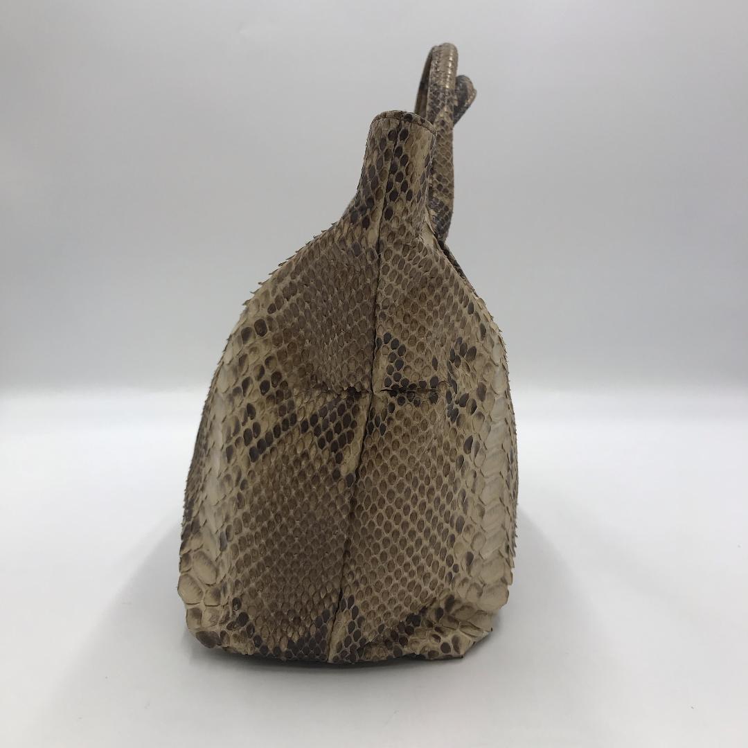 極美品】 ヘビ皮 パイソン スネーク ハンドバッグ 鱗模様