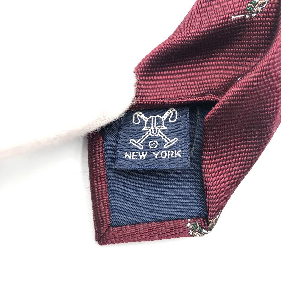 【美品】Ralph Lauren ネクタイ ポニー 小紋柄 厚め ボルドー