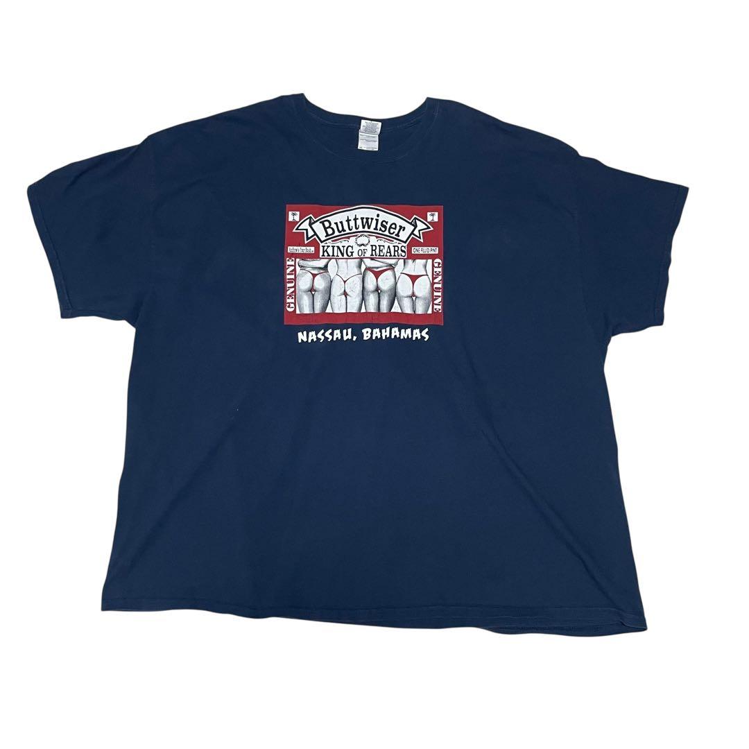 希少サイズ/Buttwiser/バドワイザー/Tシャツ/00s/エロT/ネイビー