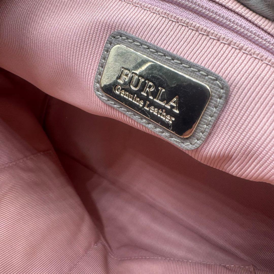良品 FURLA フルラ トートバッグ A4収納可能 グレージュ レザー